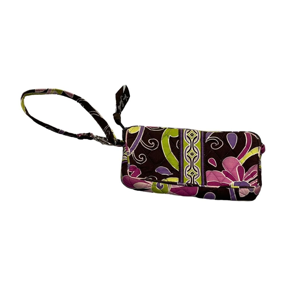 Vera Bradley Punch Wallet Women's Purple Brown Floral Cotton Quilted Zip Around